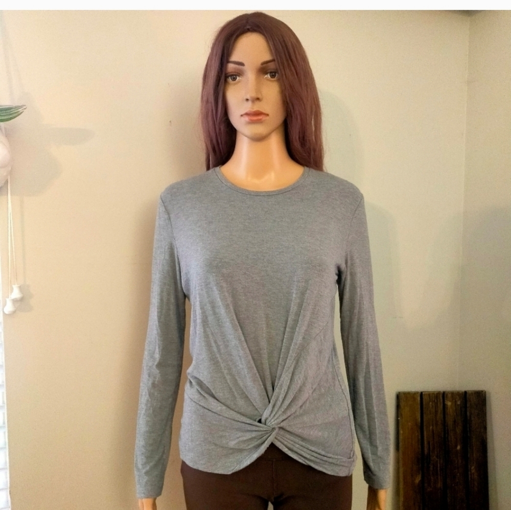 Babaton sweater top Adam  Gray Long Sleeves Twist Waist